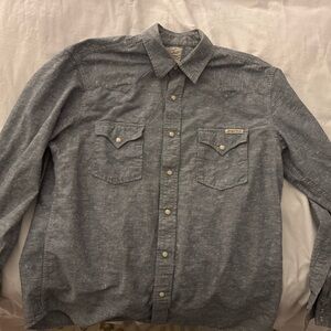 Lucky Brand Men's Casual Gray Weatern Button-Down Shirt